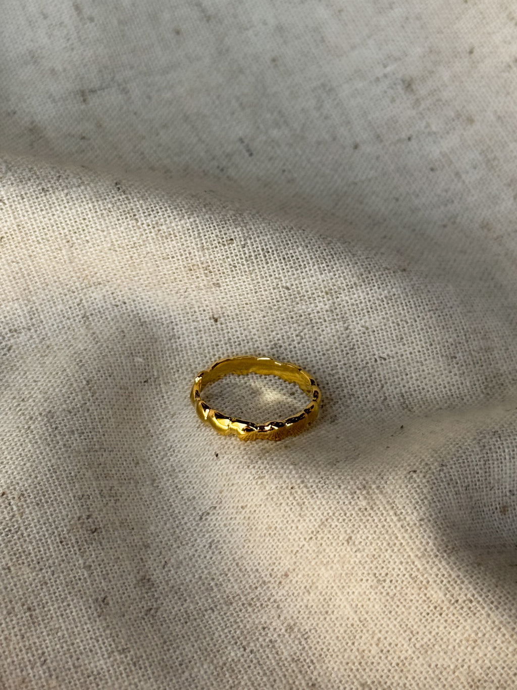 Gold Textured Open Ring - Stitch And Feather