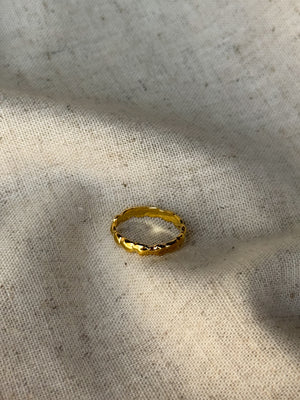 Gold Textured Open Ring - Stitch And Feather