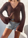 Isolde Crochet Knit Top in Brown - Stitch And Feather