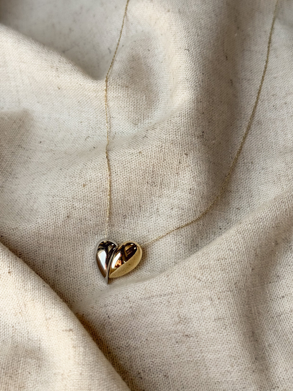 Two Tone Heart Necklace - Stitch And Feather