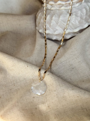 Pearl Disc Pendant Necklace - Stitch And Feather