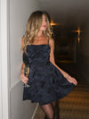 Midnight Rush Jacquard Mini Dress in Navy - Stitch And Feather