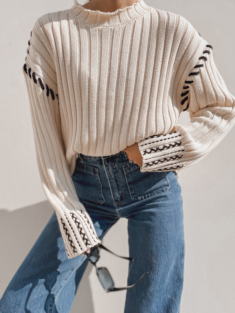 Kaia Stitch Detail knit Sweater - Stitch And Feather