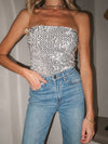 Gatsby Sequin Tube Top in Silver - Stitch And Feather