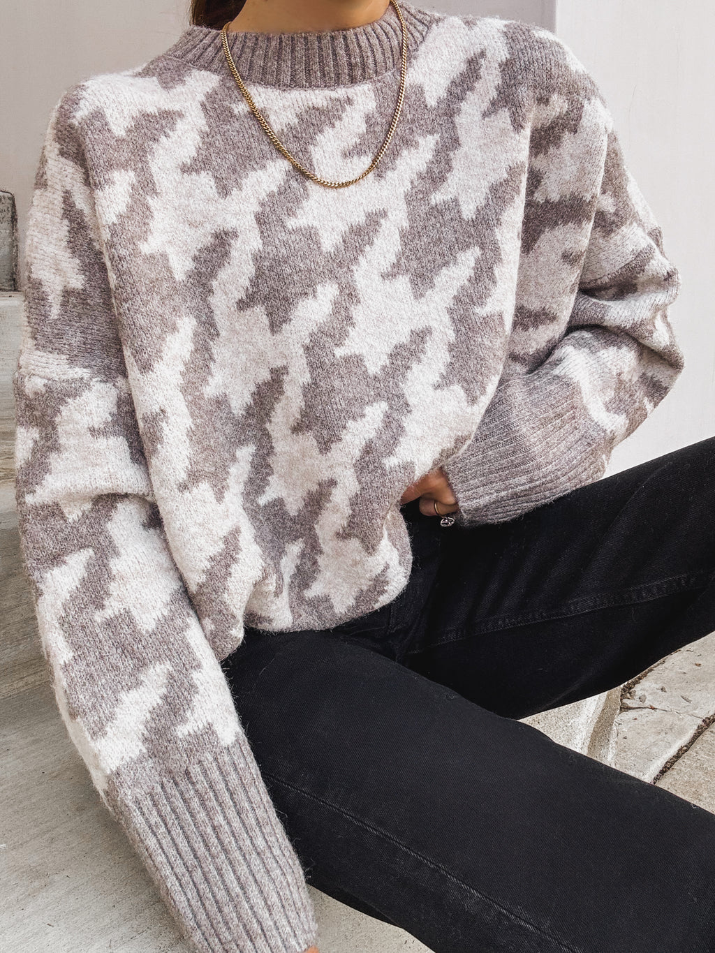 Electric Love Houndstooth Sweater - Stitch And Feather