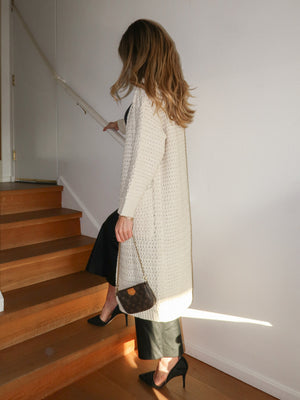 Snowflake Long Cardigan in Cream - Stitch And Feather