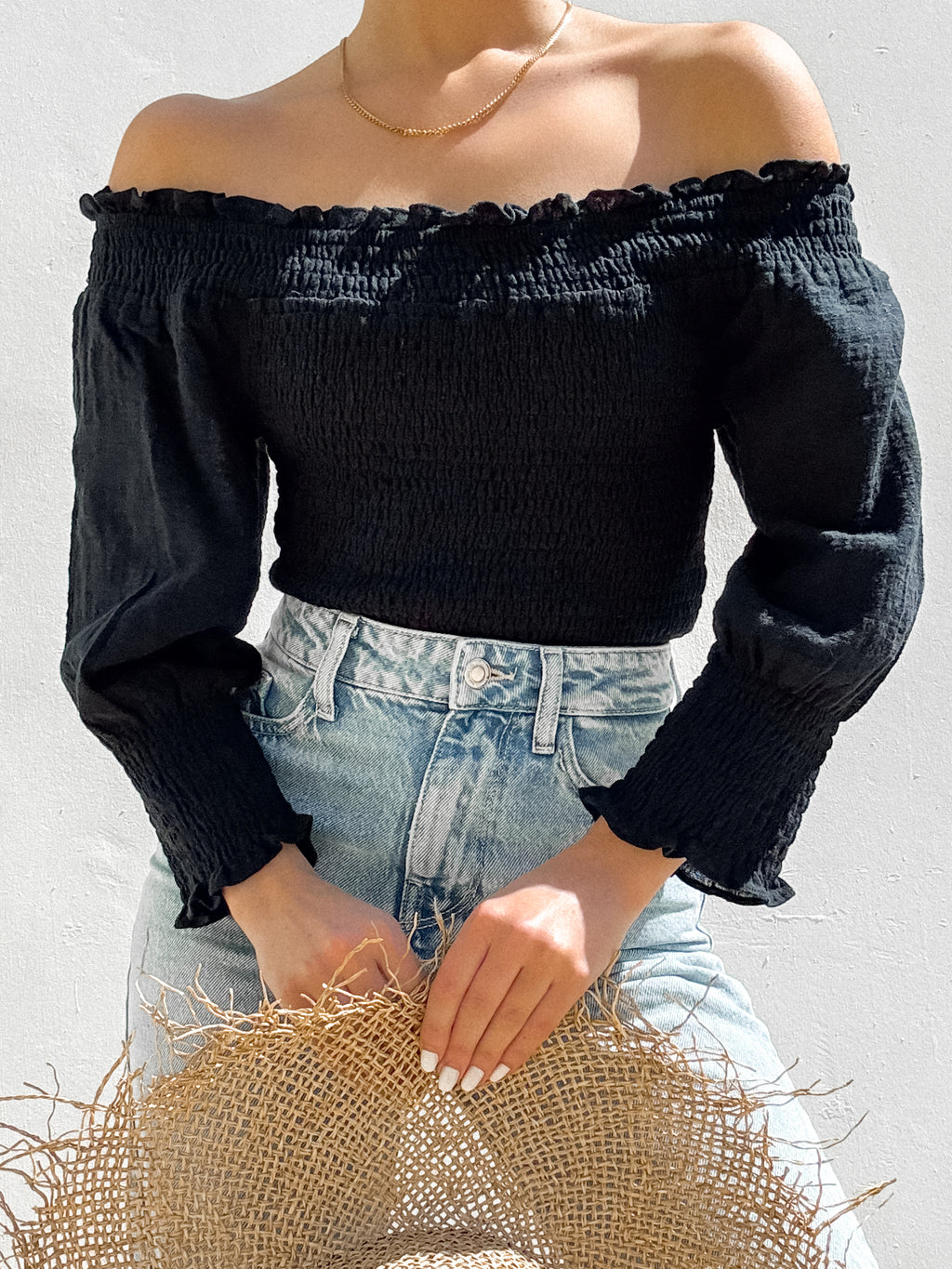 Milo Gauze Top in Black - Stitch And Feather