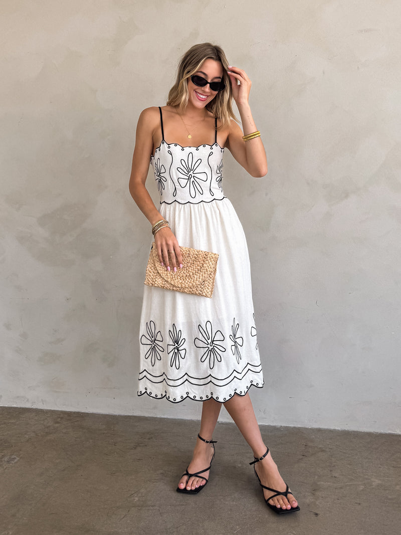 Olivia Embroidered Midi Dress