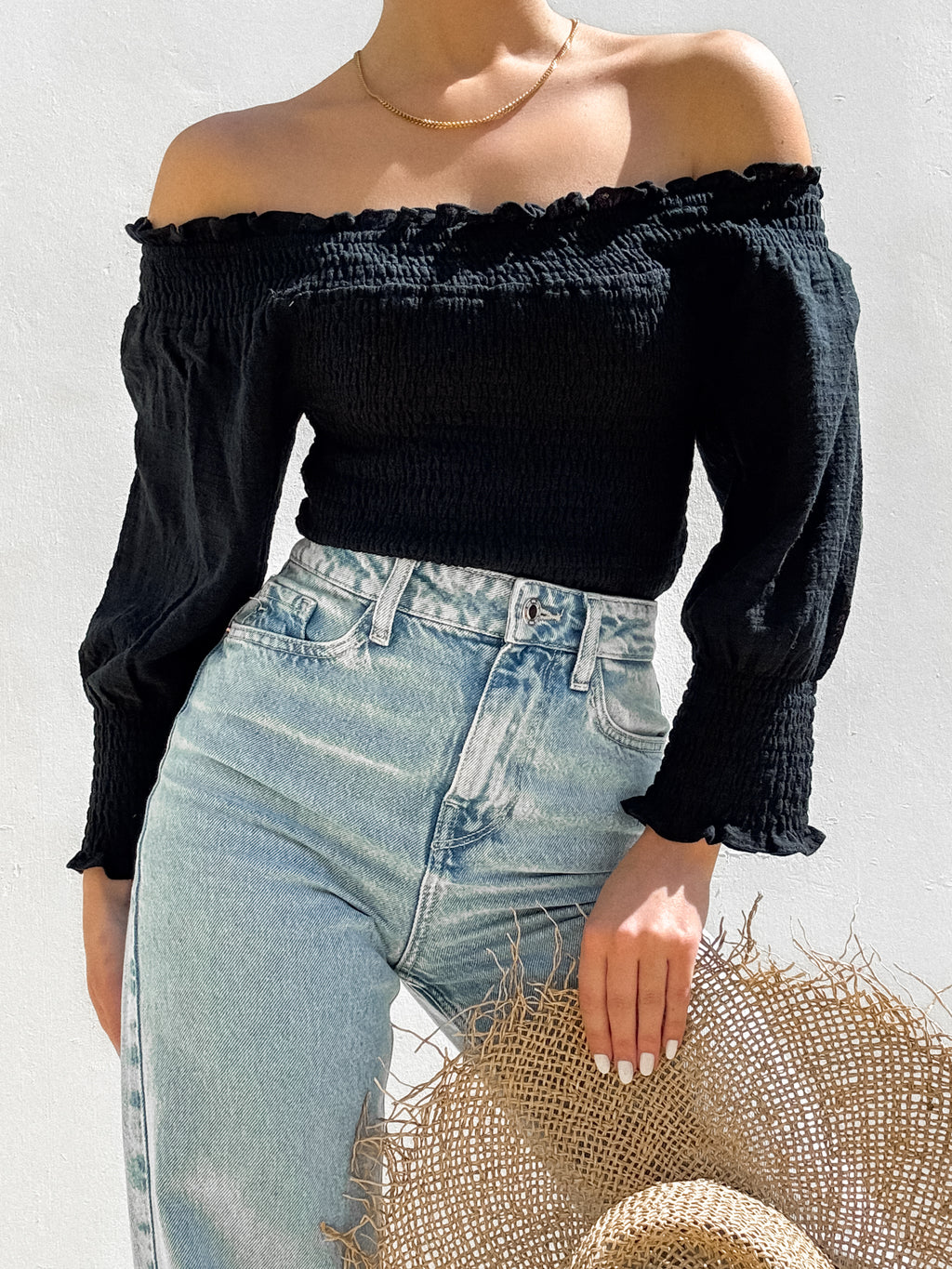 Milo Gauze Top in Black - Stitch And Feather