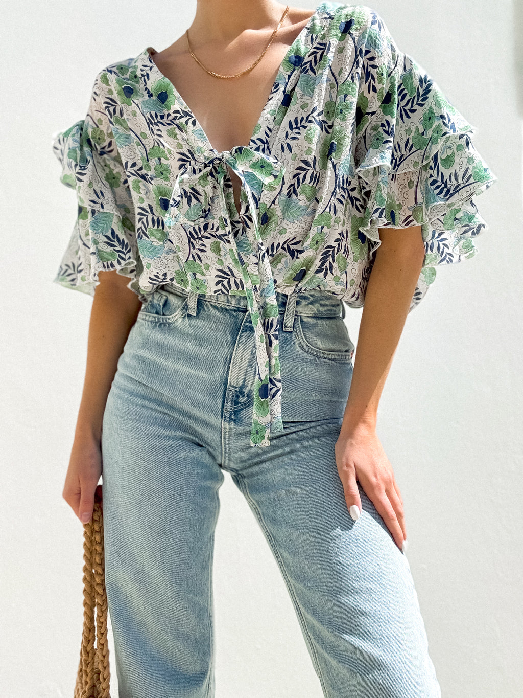 Floral Frenzy Ruffle Top - Stitch And Feather