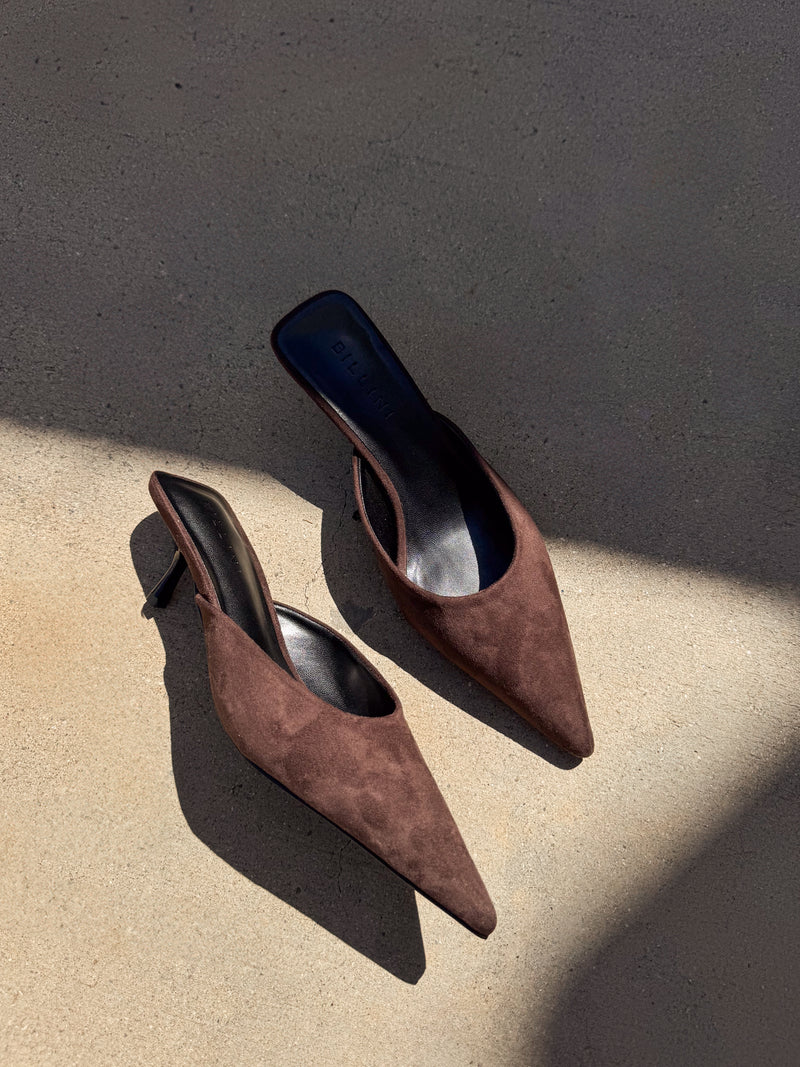 Wynonna Suede Kitten Heel in Dark cacao - Stitch And Feather