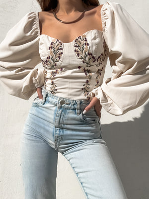 Yasmine Floral Bustier Top - Stitch And Feather