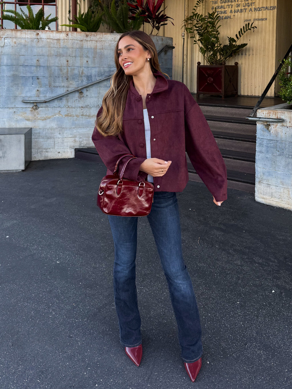 Merlot Faux Suede Jacket