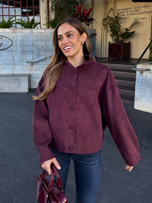 Merlot Faux Suede Jacket