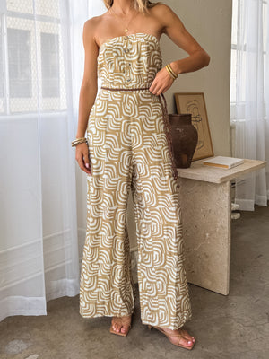 Take Me Away Jumpsuit in Khaki