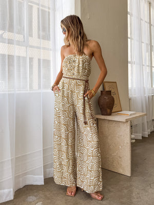 Take Me Away Jumpsuit in Khaki