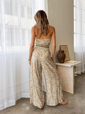 Take Me Away Jumpsuit in Khaki