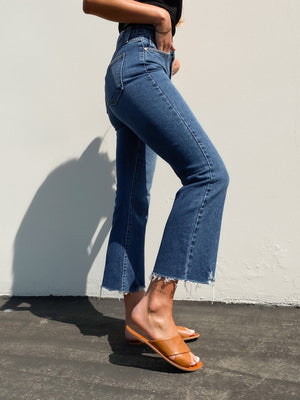 Vintage Cropped Flare Jeans in Medium Denim - Stitch And Feather