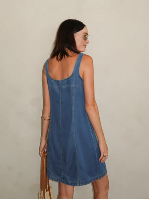 French Market Denim Mini Dress - Stitch And Feather