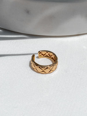 Gold Stitch Ring - Stitch And Feather