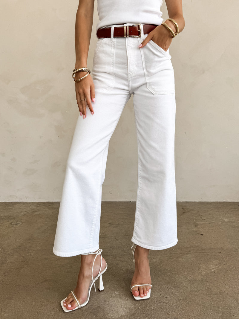 Carter Cargo Wide Leg Jeans in White