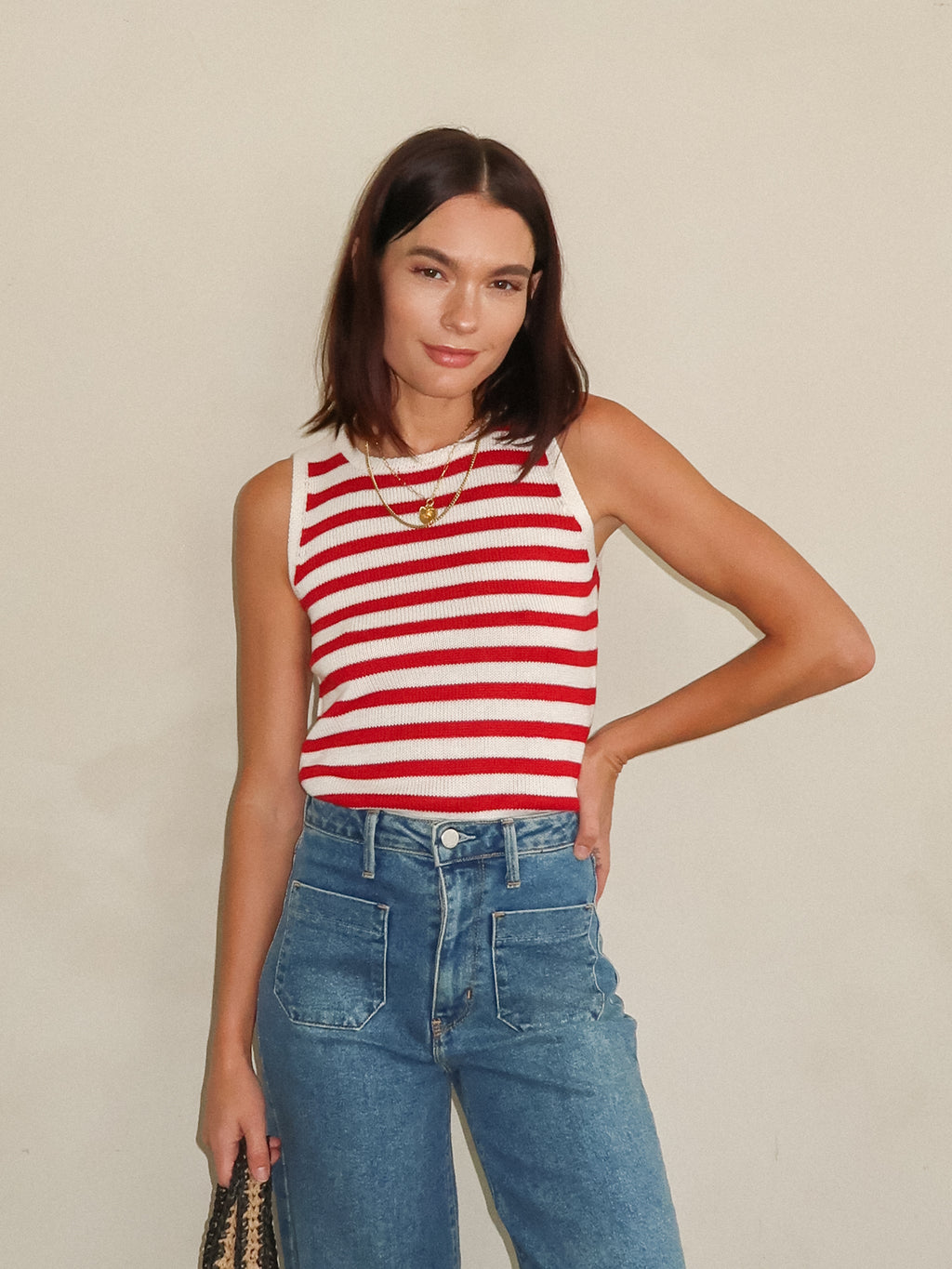 Cherry Wine Stripe Knit Top