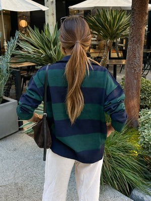 Briar Stripe Sweater in Hunter Green - Stitch And Feather