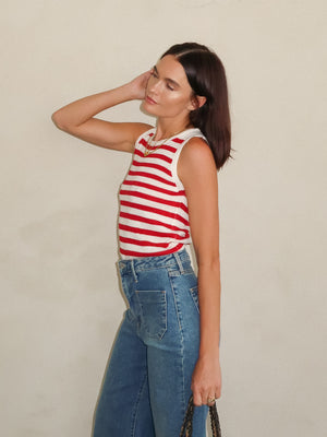 Cherry Wine Stripe Knit Top - Stitch And Feather