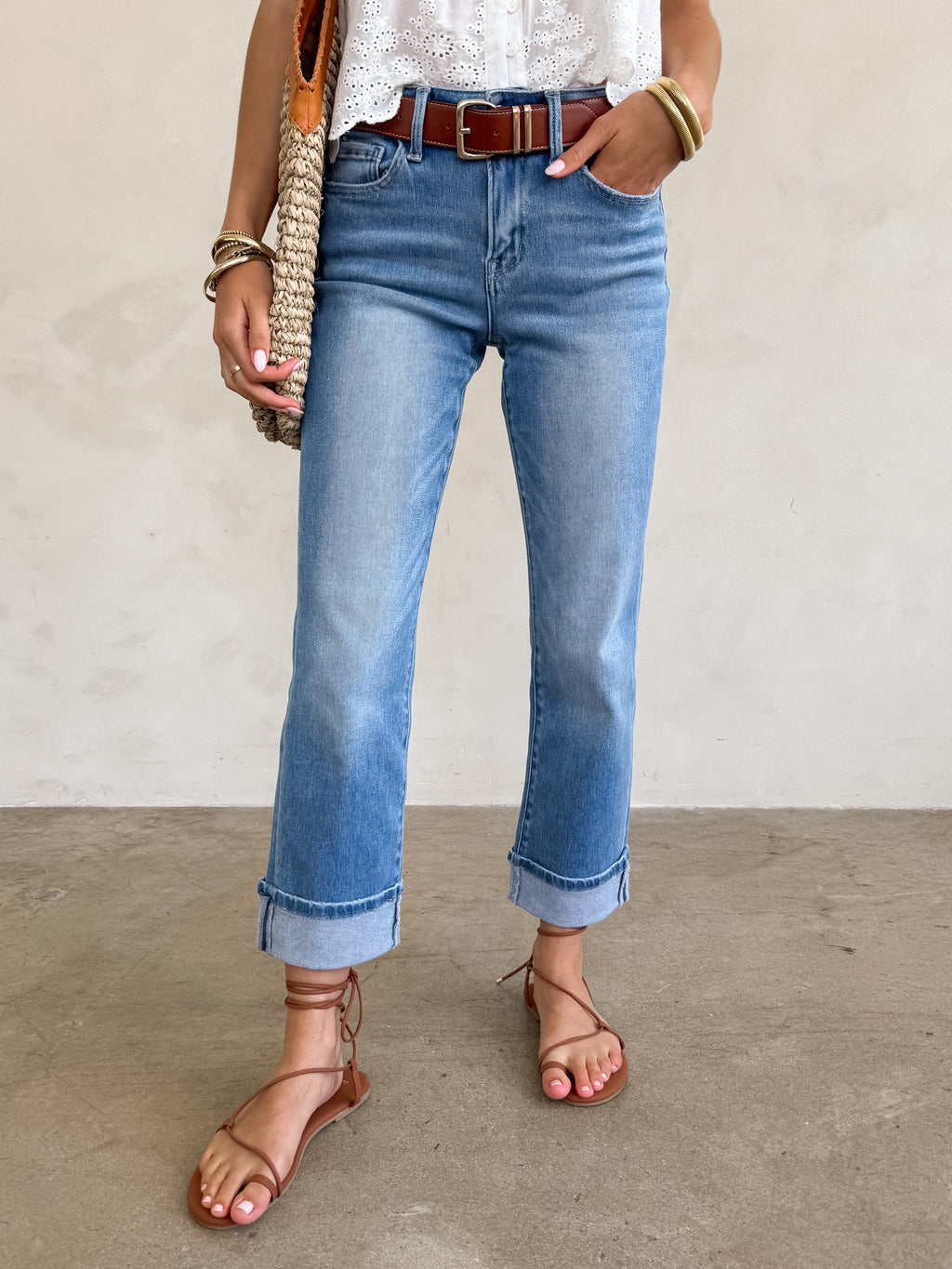 Sedona Cuffed Straight Leg Jeans