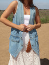 Saddle Up Denim Vest - Stitch And Feather