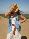 Saddle Up Denim Vest - Stitch And Feather