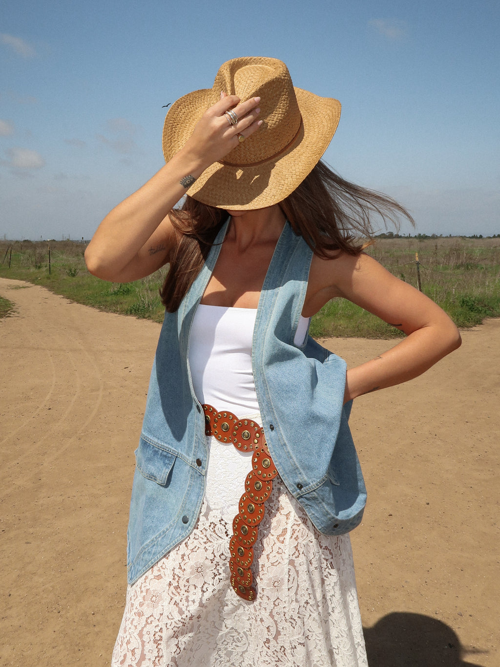 Saddle Up Denim Vest - Stitch And Feather