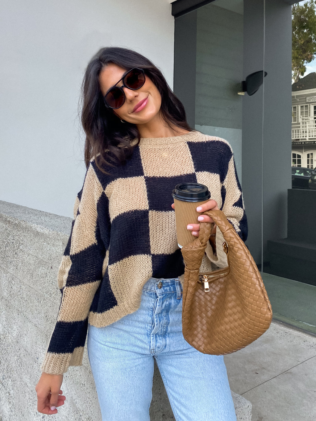 Sweet Creature Checkered Sweater - Stitch And Feather