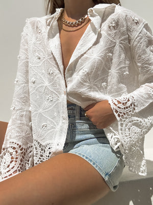 Freya Embroidered Button Down - Stitch And Feather