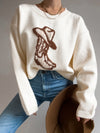 Cowgirl Graphic Sweater - Stitch And Feather