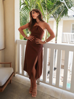Uma Halter Maxi Dress - Stitch And Feather