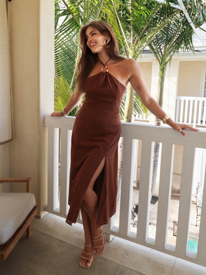 Uma Halter Maxi Dress - Stitch And Feather