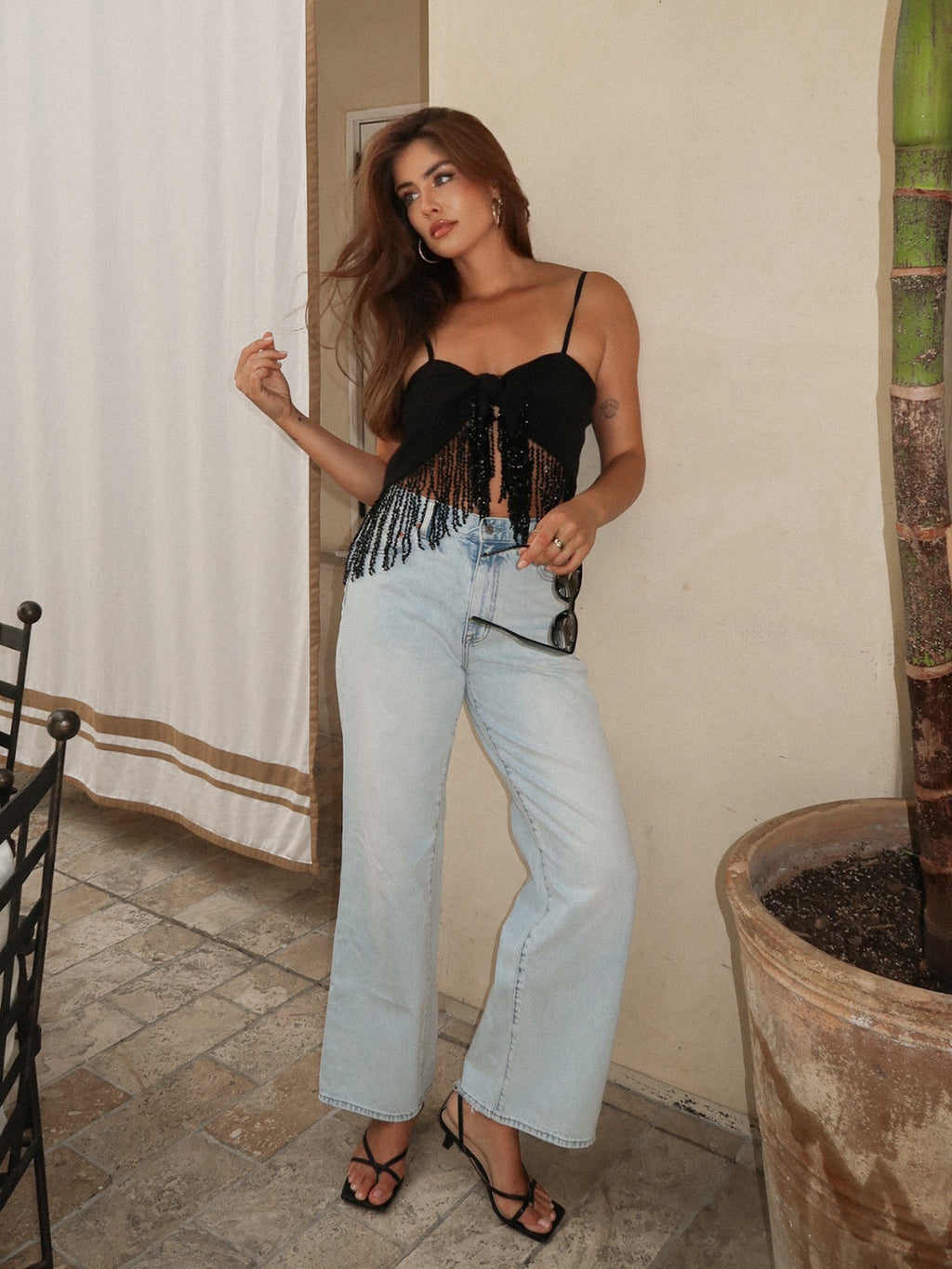 Astra Tie Front Top - Stitch And Feather
