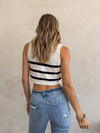 Josie Stripe Knit Vest in Cream