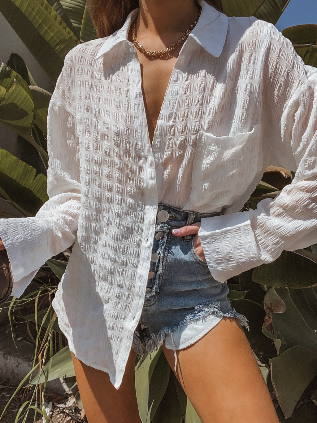 Solstice Button Down in White - Stitch And Feather