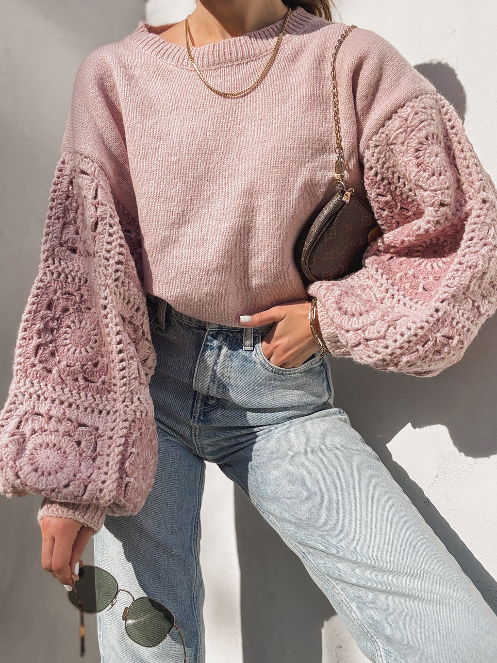 Savannah Crochet Sweater in Mauve - Stitch And Feather