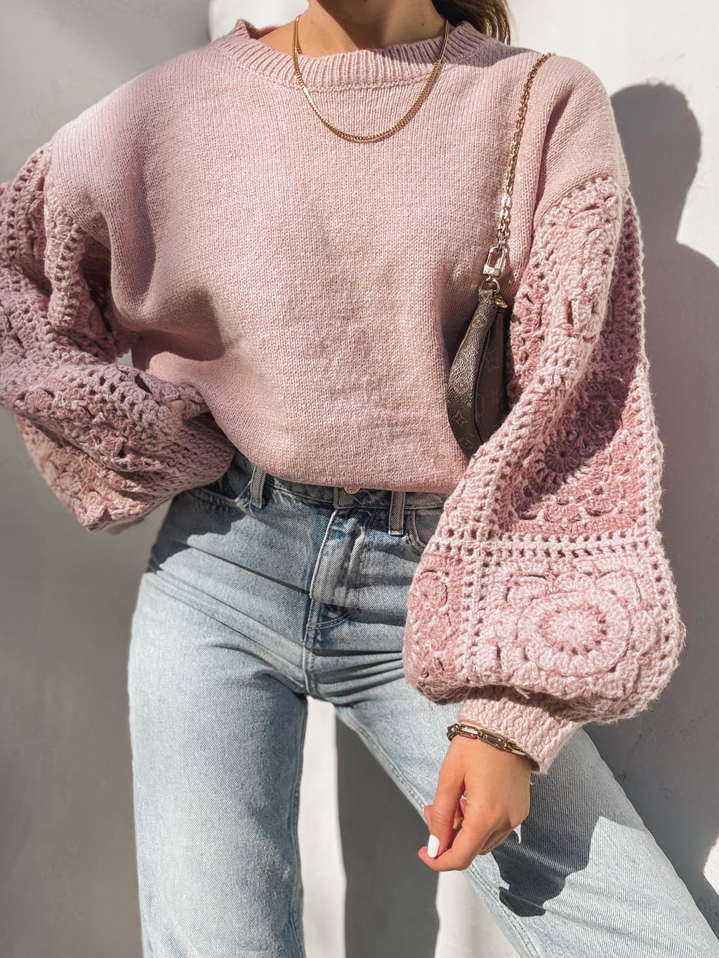 Savannah Crochet Sweater in Mauve - Stitch And Feather