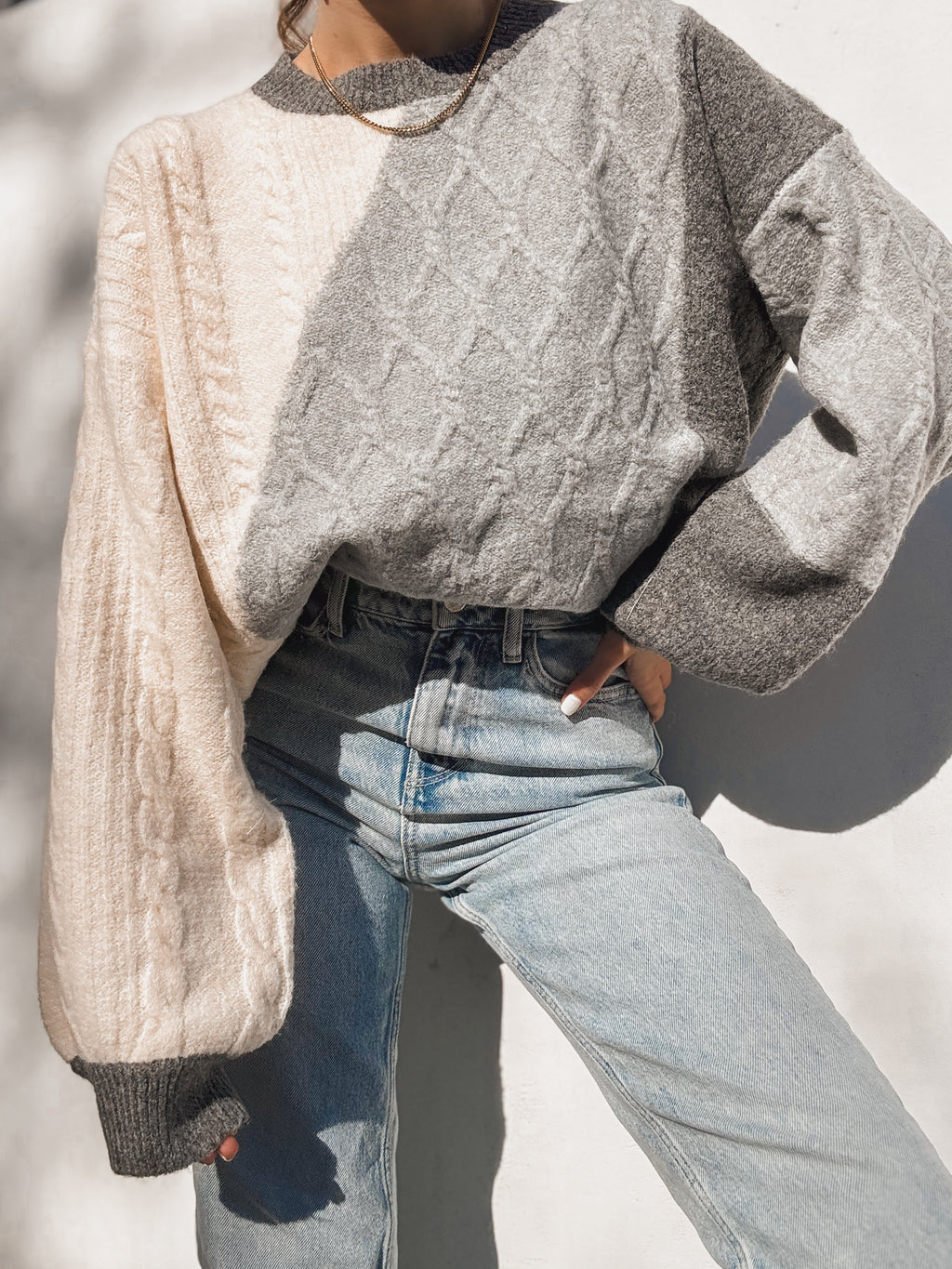 Feeling Frosty Color Block Sweater - Stitch And Feather