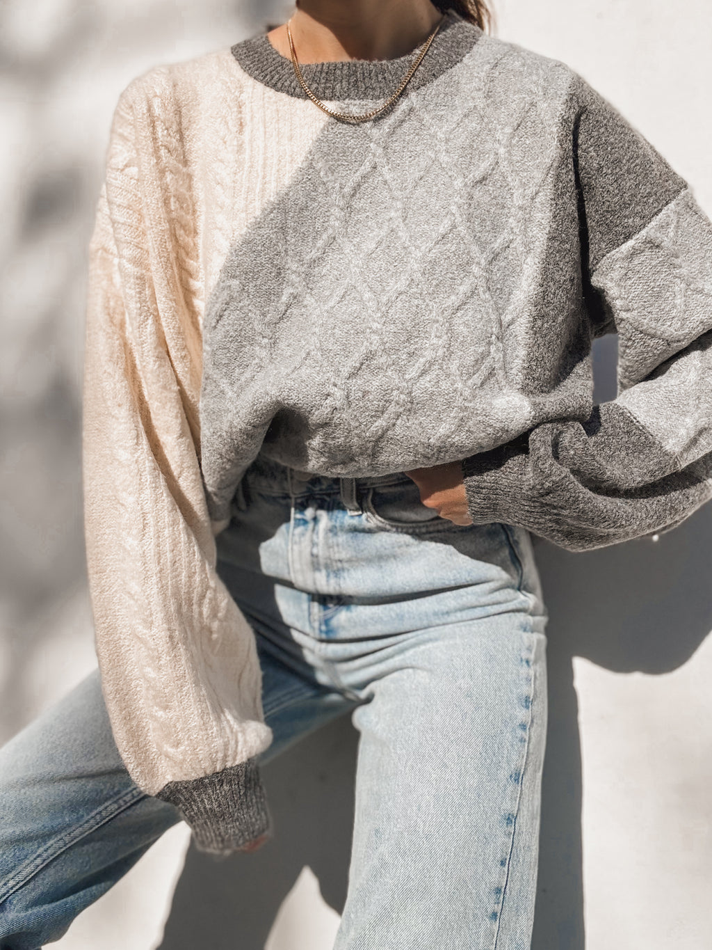 Feeling Frosty Color Block Sweater - Stitch And Feather