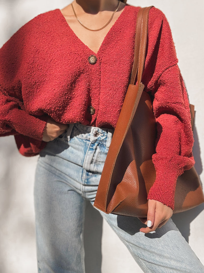 Betting On Us Knit Sweater in Red Wood - Stitch And Feather