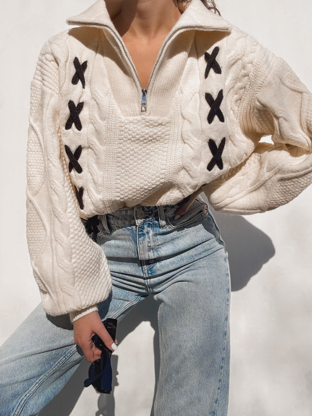 Destiny Half Zip Sweater - Stitch And Feather