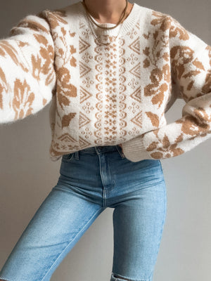 Wanderers Floral Knit Sweater - Stitch And Feather