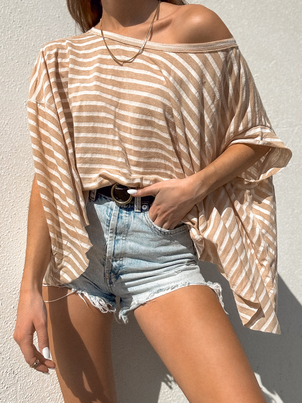 Taking Sides Flowy Top in Natural - Stitch And Feather