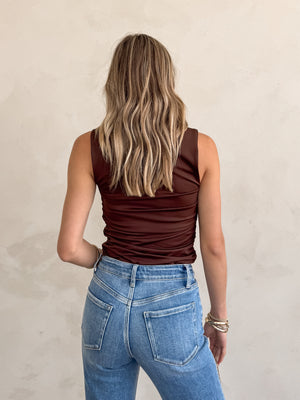 Eryn Square Neck Tank in Brown