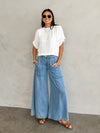 Lenni Linen Top in White - Stitch And Feather